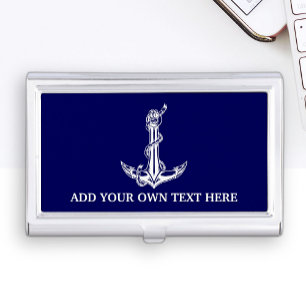 Vintage Nautical Anchor Rope Your Text Here Business Card Case