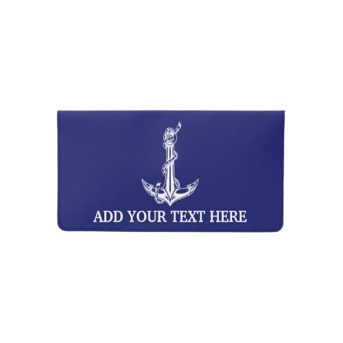 Vintage Nautical Anchor Rope Your Text Here Checkbook Cover