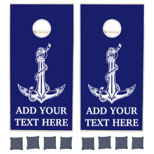 Vintage Nautical Anchor Rope Your Text Here Cornhole Set