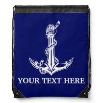 Vintage Nautical Anchor Rope Your Text Here Drawstring Bag Vintage Nautical Anchor Rope Your Text Here Drawstring Bag