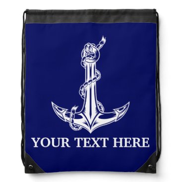 Vintage Nautical Anchor Rope Your Text Here Drawstring Bag