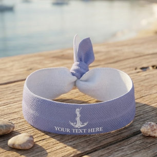Vintage Nautical Anchor Rope Your Text Here Elastic Hair Tie