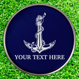 Vintage Nautical Anchor Rope Your Text Here Golf Ball Marker