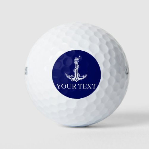Vintage Nautical Anchor Rope Your Text Here Golf Balls