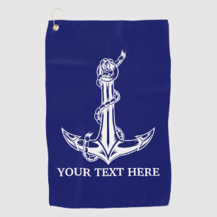 Vintage Nautical Anchor Rope Your Text Here Golf Towel
