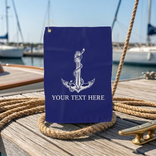Vintage Nautical Anchor Rope Your Text Here Golf Towel