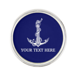 Vintage Nautical Anchor Rope Your Text Here Lapel Pin