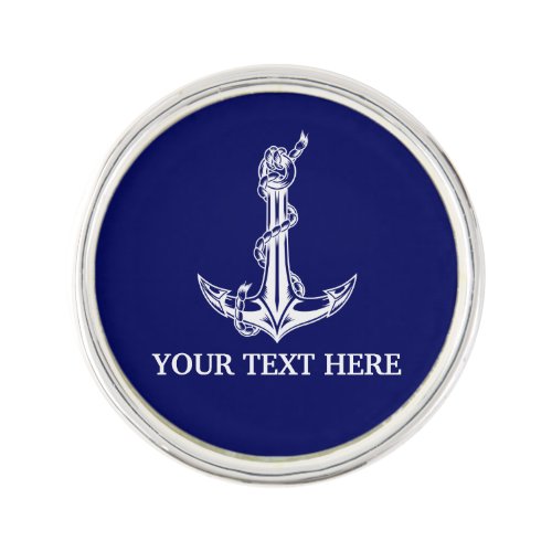 Vintage Nautical Anchor Rope Your Text Here Lapel Pin