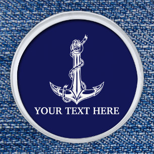 Vintage Nautical Anchor Rope Your Text Here Lapel Pin