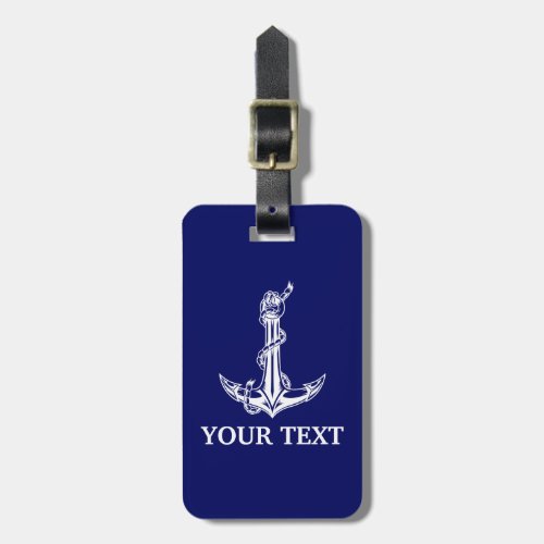 Vintage Nautical Anchor Rope Your Text Here Luggage Tag
