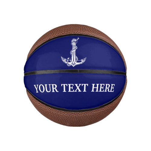 Vintage Nautical Anchor Rope Your Text Here Mini Basketball