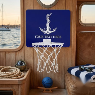 Vintage Nautical Anchor Rope Your Text Here Mini Basketball Hoop