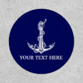 Vintage White Anchor Rope Navy Blue Monogram Socks