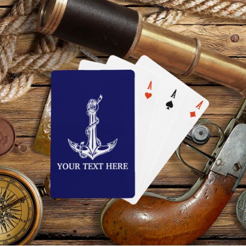 Vintage Nautical Anchor Rope Your Text Here Playing Cards