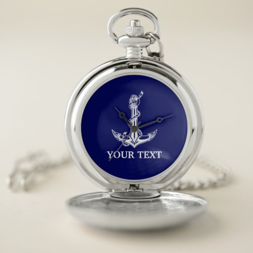 Vintage Nautical Anchor Rope Your Text Here Pocket Watch