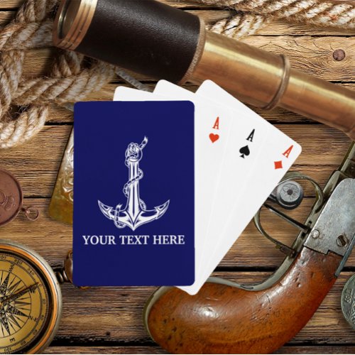 Vintage Nautical Anchor Rope Your Text Here Poker Cards