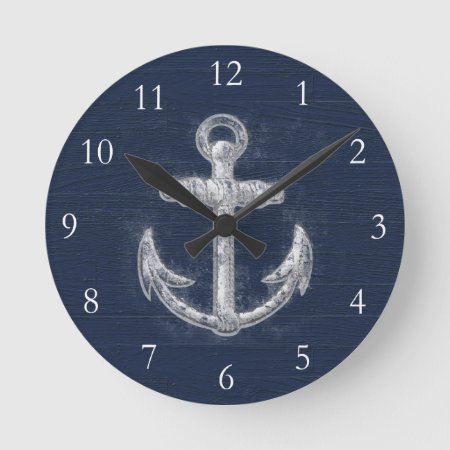 Vintage Nautical Anchor Round Clock
