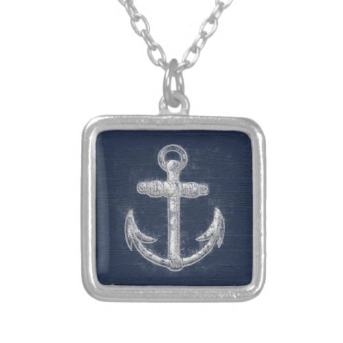 Vintage Nautical Anchor Silver Plated Necklace