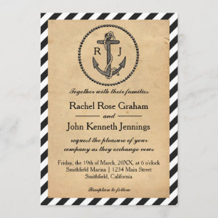 Vintage Nautical Anchor - Wedding Invitation