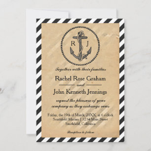 Vintage Nautical Anchor - Wedding Invitation