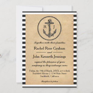 Vintage Nautical Anchor - Wedding Invitation