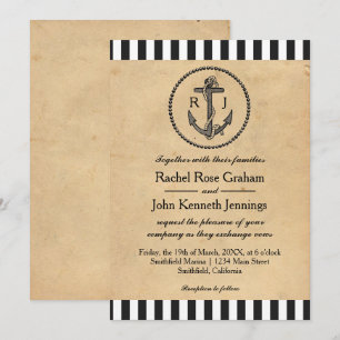 Vintage Nautical Anchor - Wedding Invitation