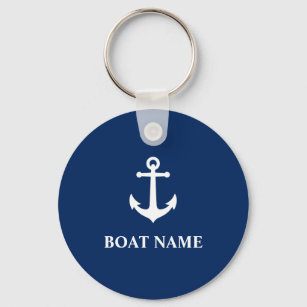 Vintage Nautical Anchor with Your Boat Name Keychain