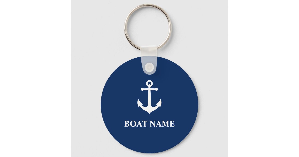 Vintage Nautical Anchor with Your Boat Name Keychain