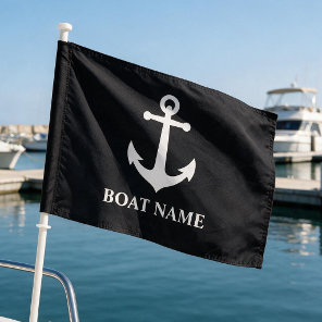 Vintage Nautical Anchor Your Boat Name Boat Flag