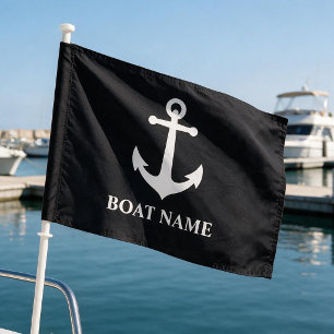 Vintage Nautical Anchor Your Boat Name Boat Flag