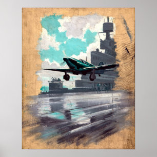 Vintage Nautical Aviation Art Poster