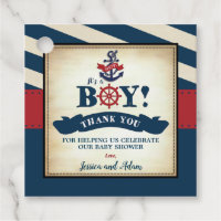 Vintage Nautical Baby Boy Shower Thank You Ahoy Favor Tags