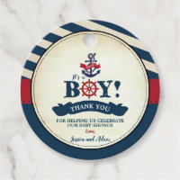 Vintage Nautical Baby Boy Shower Thank You Ahoy Favor Tags