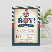 Vintage Nautical Baby Shower Invitation Boy (Standing Front)