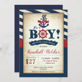 Vintage Nautical Baby Shower Invitation Boy (Front/Back)