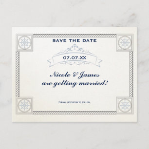 Vintage Nautical Beach Wedding Save The Date Card