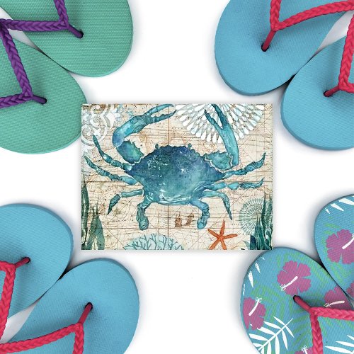 Vintage Nautical Blue Crab Postcard