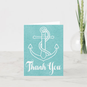 Vintage Nautical Blue Turquoise Thank You Anchor