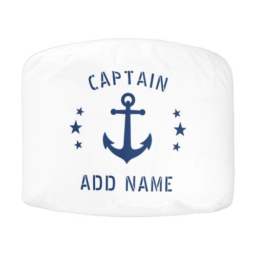 Vintage Nautical Boat Anchor Captain Name Stars Pouf