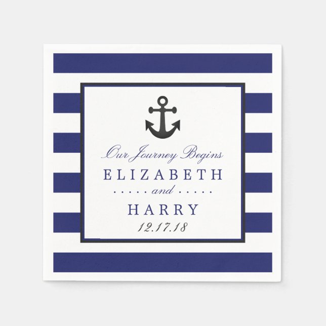 Vintage Nautical Charcoal Anchor Wedding Napkins (Front)