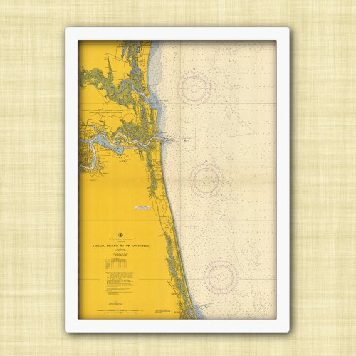 Vintage Nautical Chart Amelia Island St Augustine