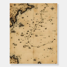 Vintage Nautical Chart, Antique Map Art