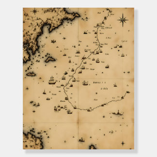 Vintage Nautical Chart, Antique Map Art Foam Board