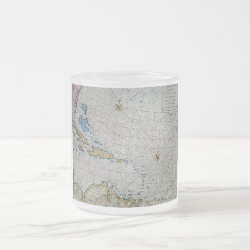 Vintage Nautical Chart Of The Caribbean Frosted Glass Coffee Mug