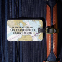 Vintage Nautical Chart San Francisco CA Luggage Tag