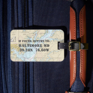 Vintage Nautical Chesapeake Bay Baltimore Luggage Tag