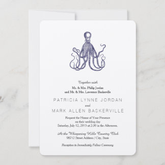 Vintage Nautical Coastal Octopus Invite
