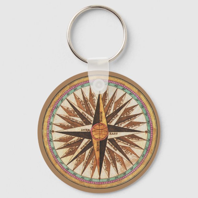 Vintage Nautical Compass  Keychain (Front)