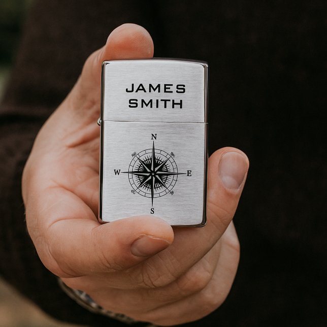 Vintage Nautical Compass Personalized Zippo Lighter (Vintage Nautical Compass Personalized Zippo Lighter)