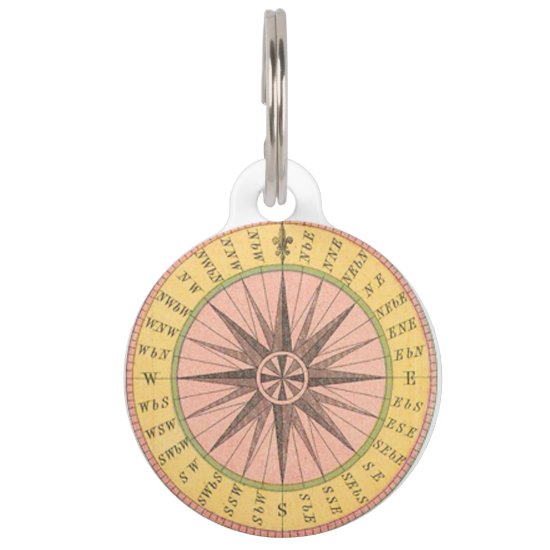 Vintage Nautical Compass Pet ID Tag